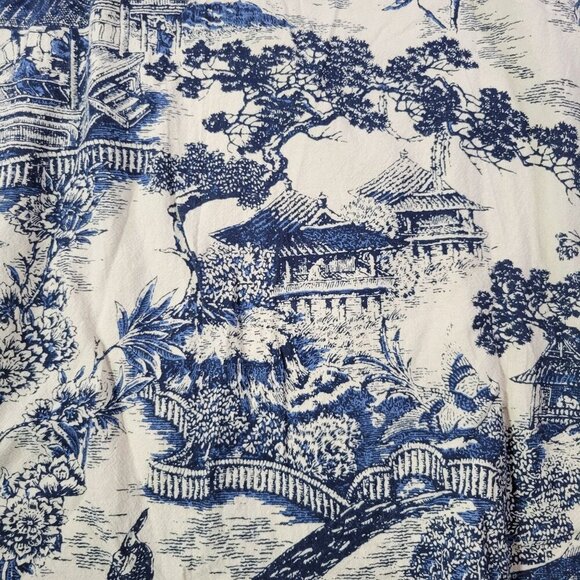 Weekend By Suzanne Betro Cotton Blue/White Long Sleeve Printed Tunic Top Size L - Picture 7 of 10